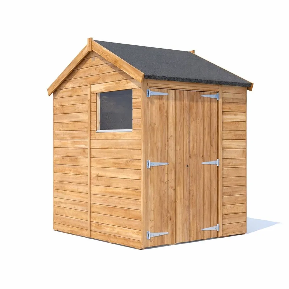 Dunster House Wooden Shed 1.8 x 2.4m (6' x 8') 12mm Apex Window - Overlord Modular in Brown