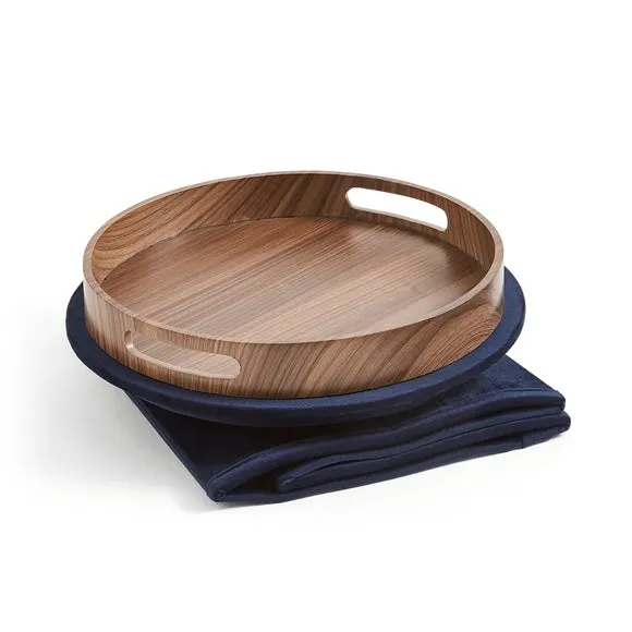 Round Ottoman with Tray, Velvet 4