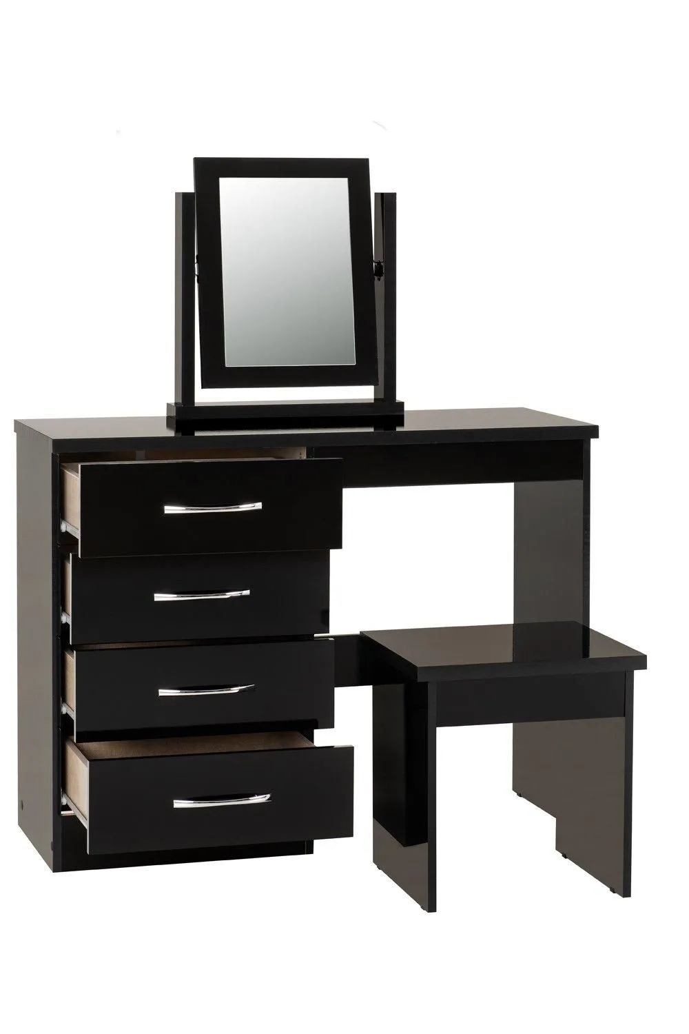 Seconique Nevada 4 Drawer Dressing Table Set in Jet Black 3