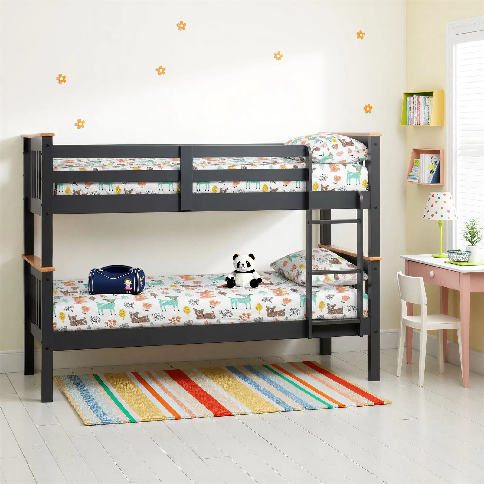 Seconique Neptune 3' Single Bunk Bed in Dark Grey