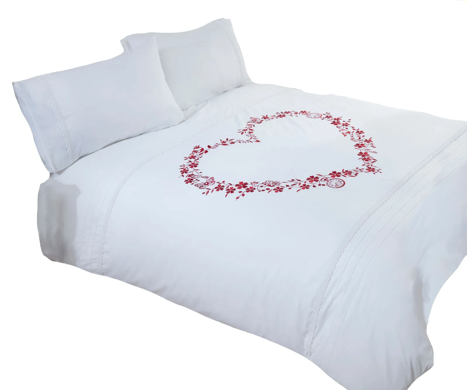 Rapport Home Hearts Design Polycotton Duvet Cover Set With Pillowcase in White 3