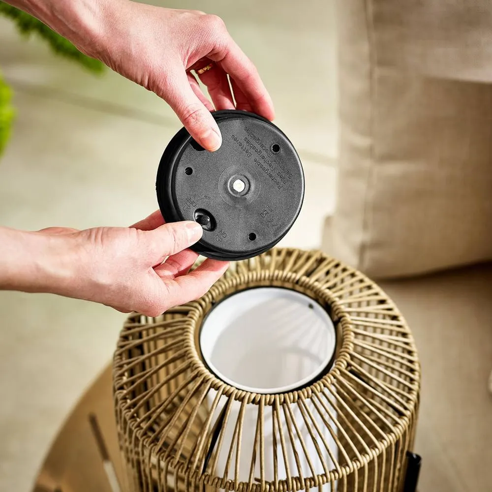 FurnitureboxUK Fiji Rattan Solar Outdoor Lantern in Brown 3