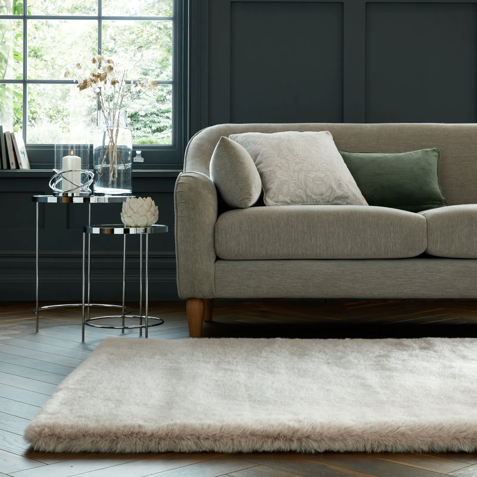 Dorma Purity Luxury Faux Fur Rug Ivory