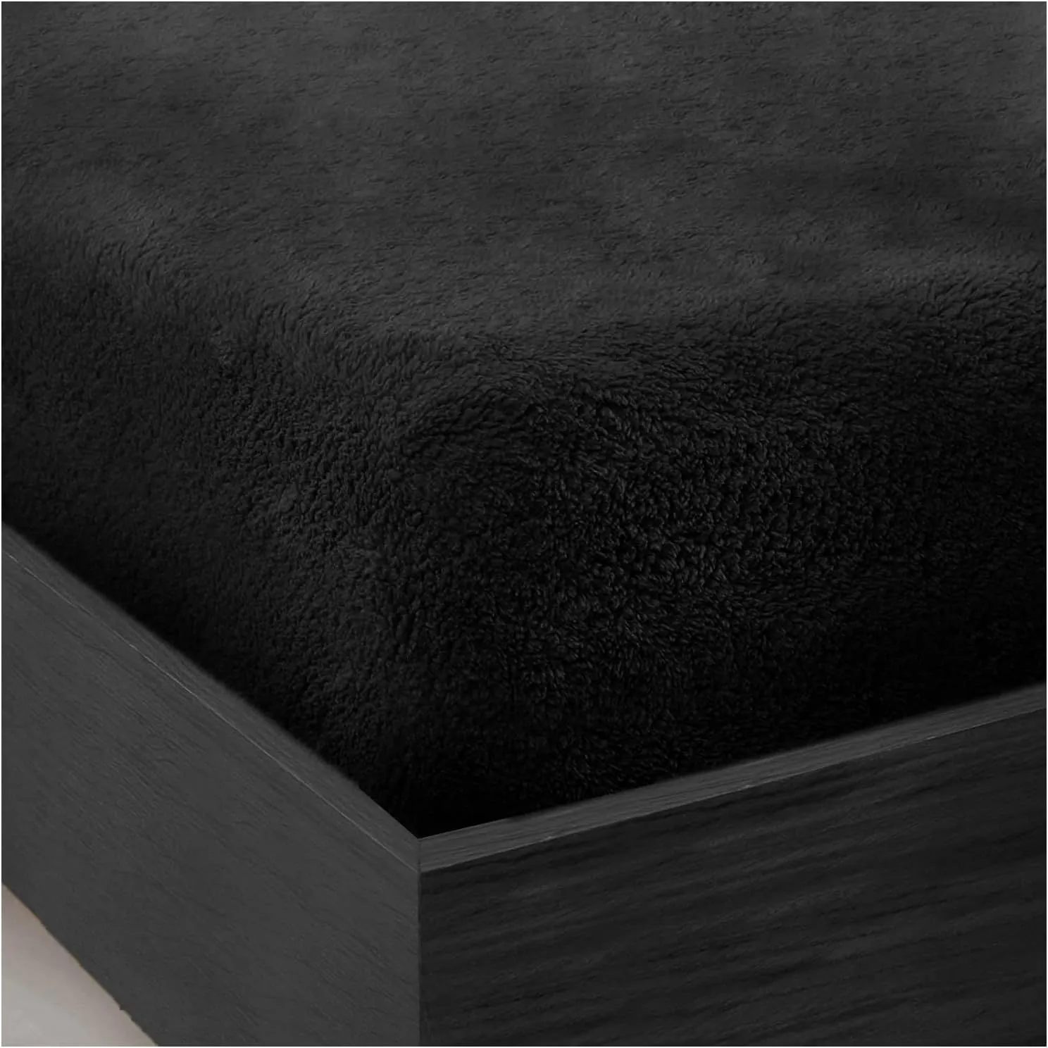 Smart Living Luxury Teddy Bear Fleece Fitted Sheet in Black 2