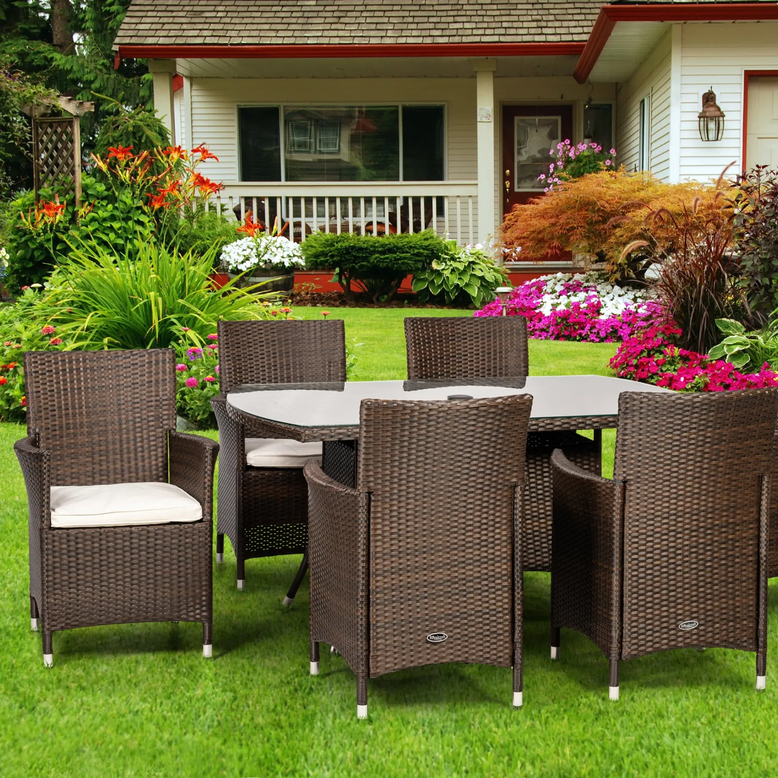 Cannes 6 Seater Mocha Brown Rectangular Dining Set Brown