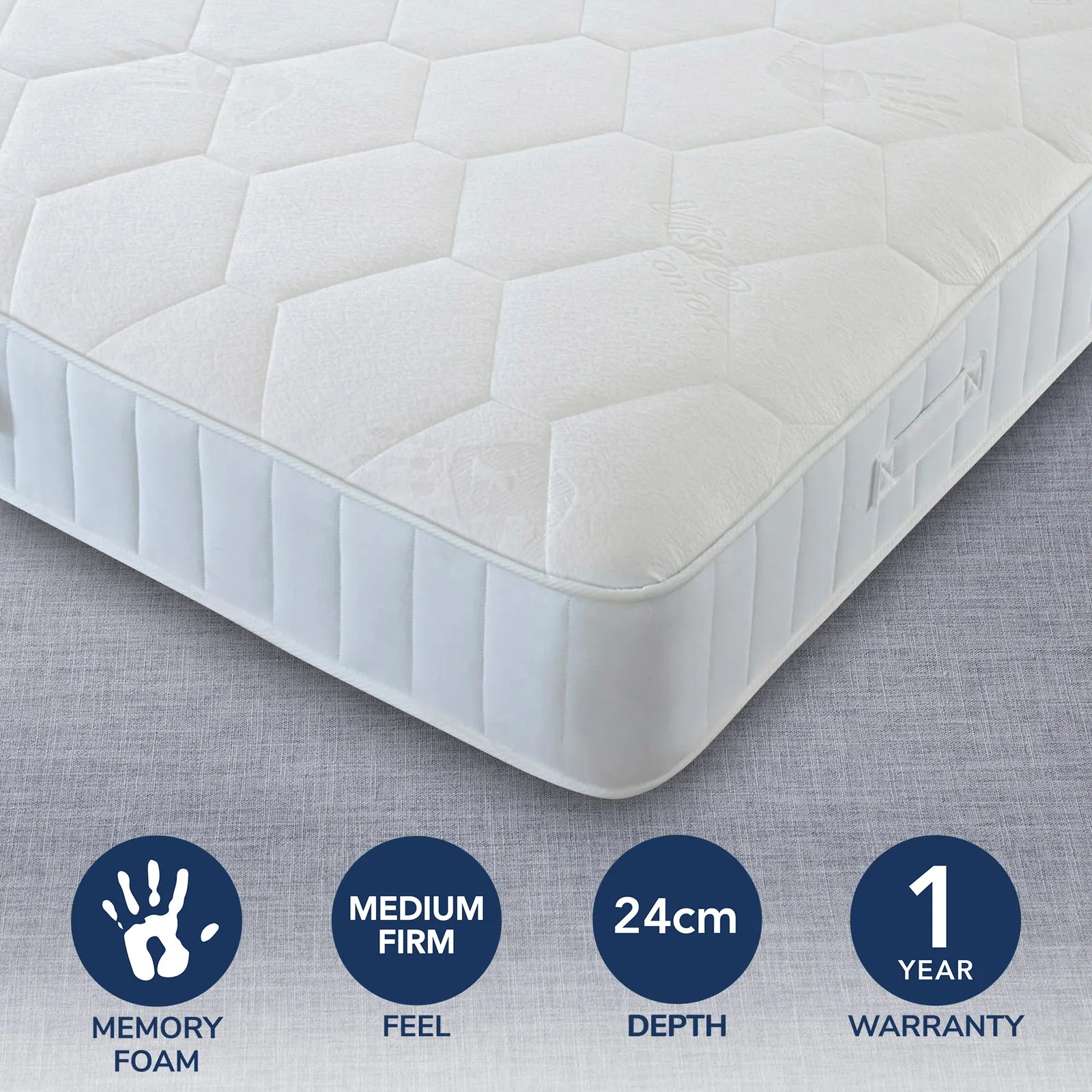 Egyptian Cotton Medium Firm Orthopaedic Memory Foam Mattress White