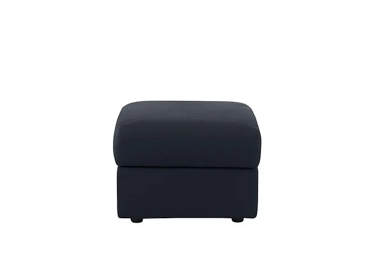 Pepino Leather Storage Footstool - Torello Blu
