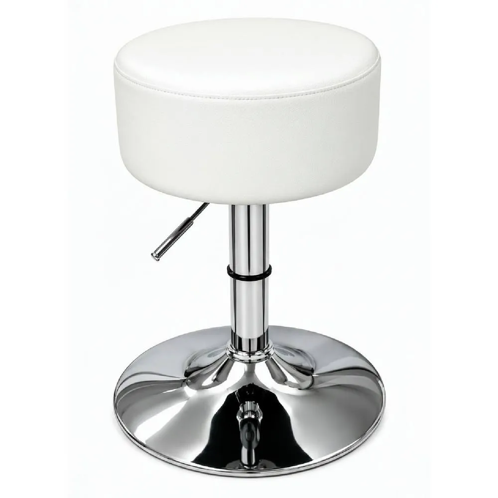 netfurniture Low Small Bar Stool - White Padded Adjustable Stool