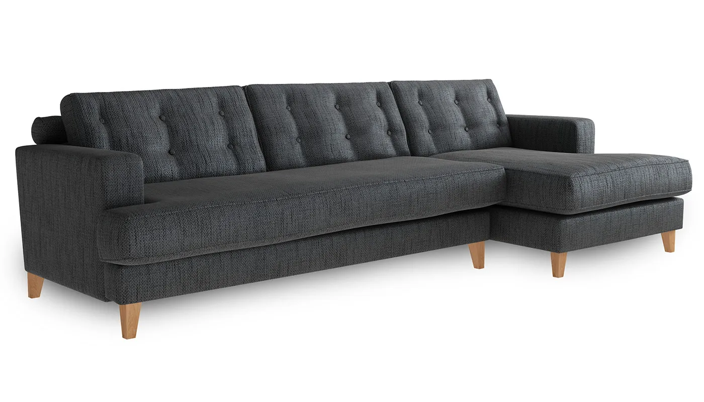 Heal's Mistral Right Hand Corner Sofa Texture Soot Natural Feet