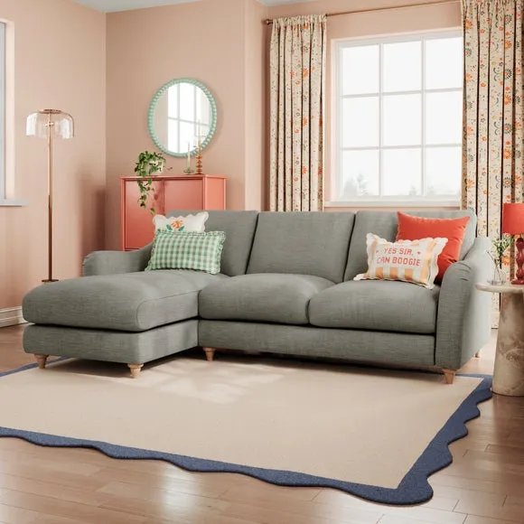 Hattie Slub Faux Linen Corner Chaise 1