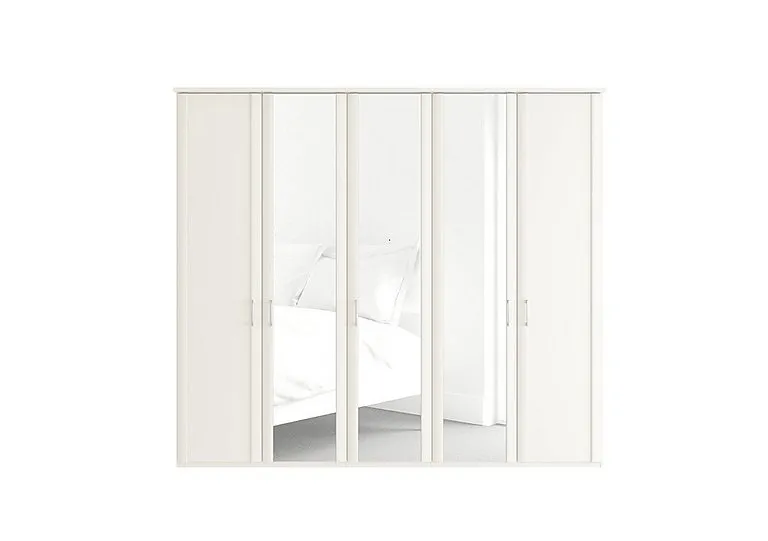 Oxford 5 Door Hinged Wardrobe with Mirrors - White