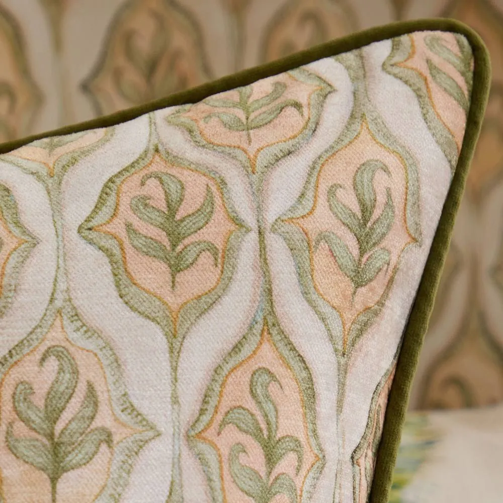 Voyage Maison Zephyr Printed Velvet Cushion in Beige 5