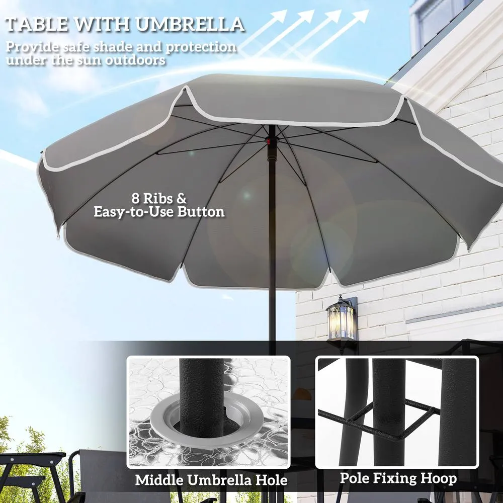 OUTSUNNY 6 Pieces Garden Furniture Set with Parasol, Folding Chairs, Grey 4