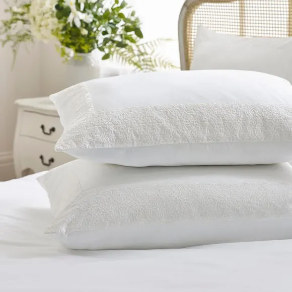 Dorma Elmley Embroidered 100% Cotton Sateen Standard Pillowcase Pair