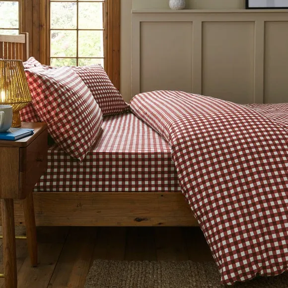 Maeva Gingham 100% Brushed Cotton Duvet Cover & Pillowcase Set 6