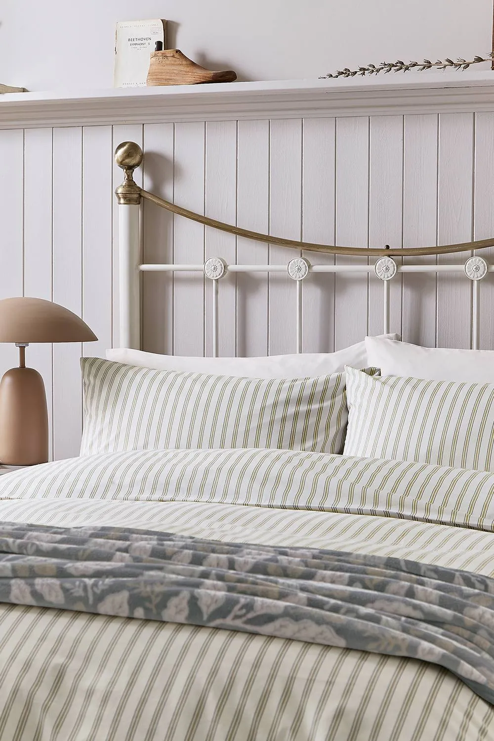 Helena Springfield 'Ticking Stripe' Cotton Duvet Cover Set in Cream 2