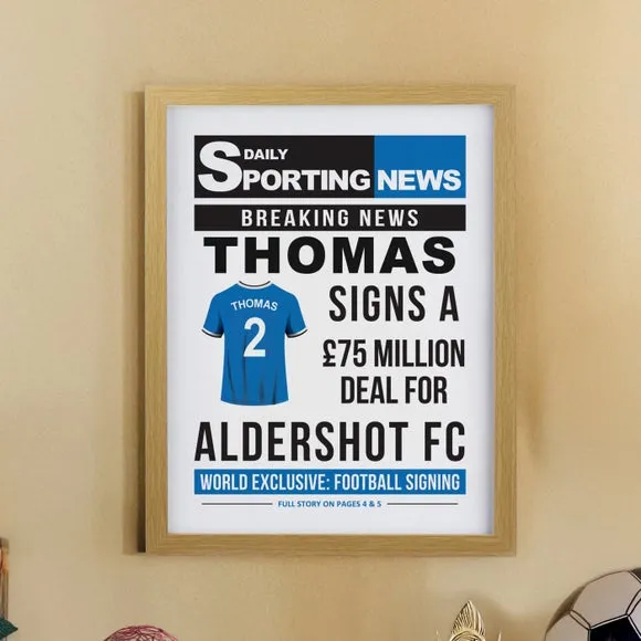 Personalised Football News Poster Frame 3
