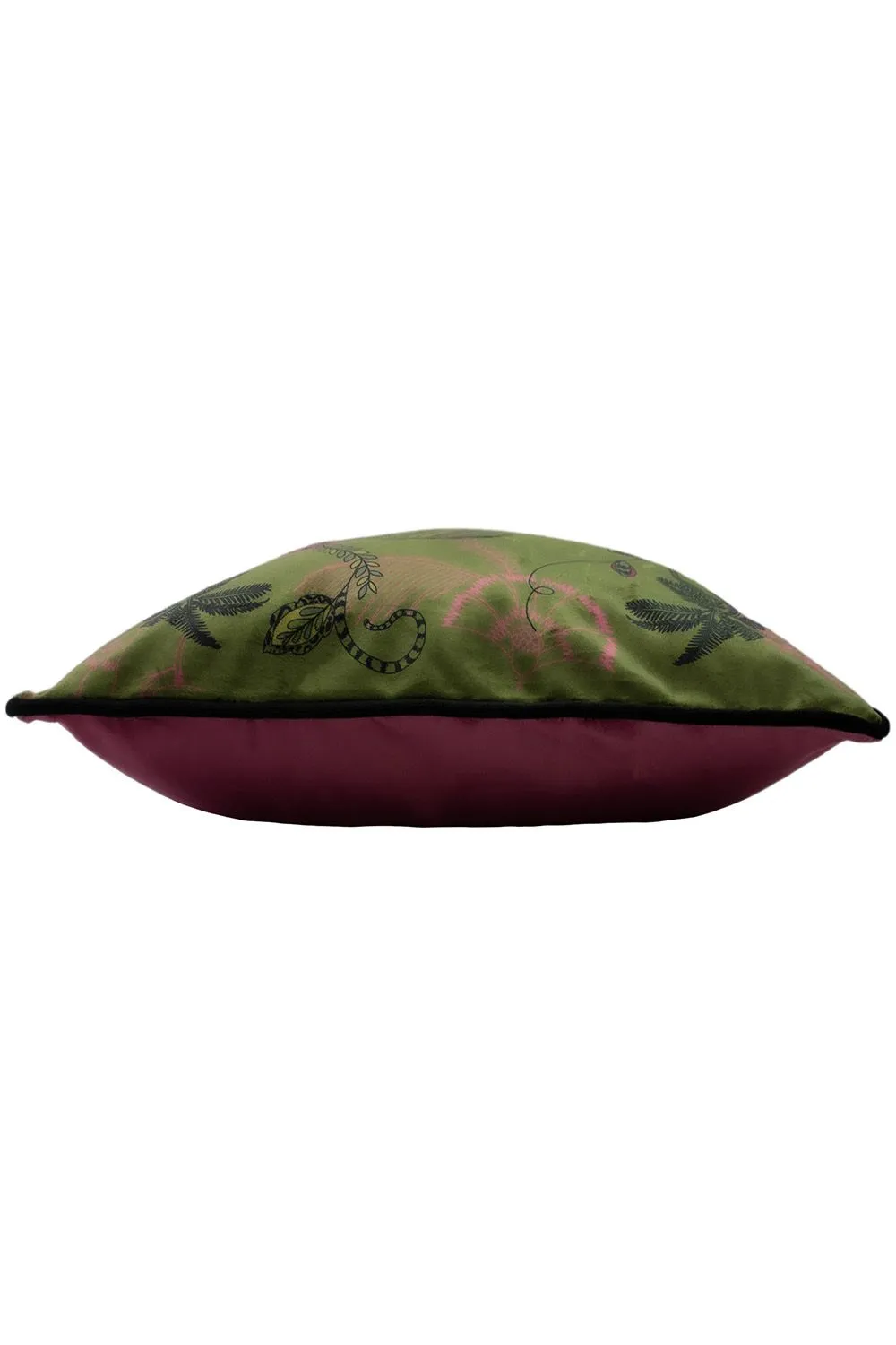 Paoletti Tropical Cheetah Printed Piped Cushion in Khaki 3