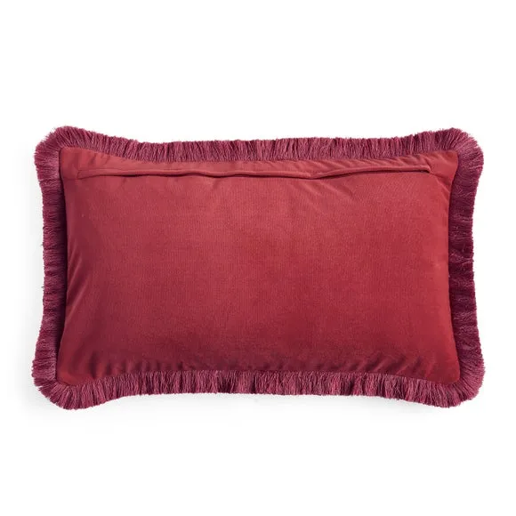 Geometric Velvet Fringed Rectangle Cushion 4