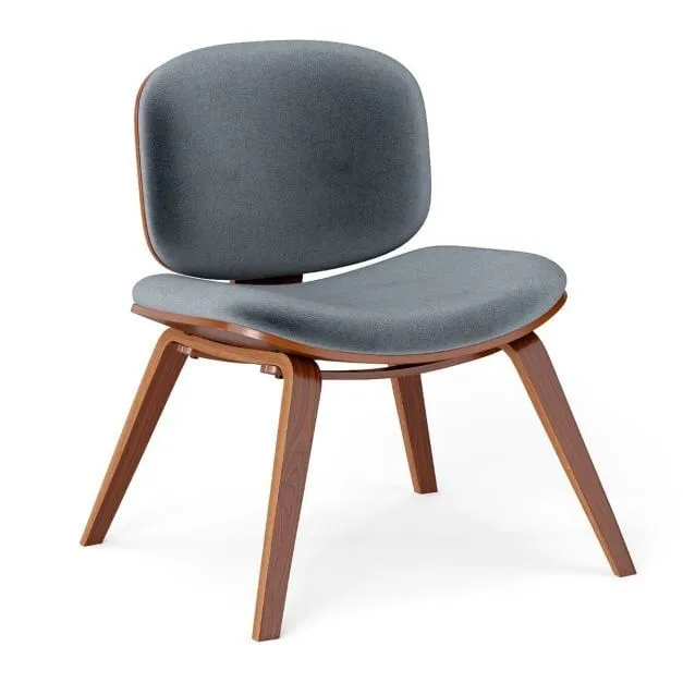 Costway Modern Accent Chair Upholstered Side Chair with Curved Backrest in Grey 3