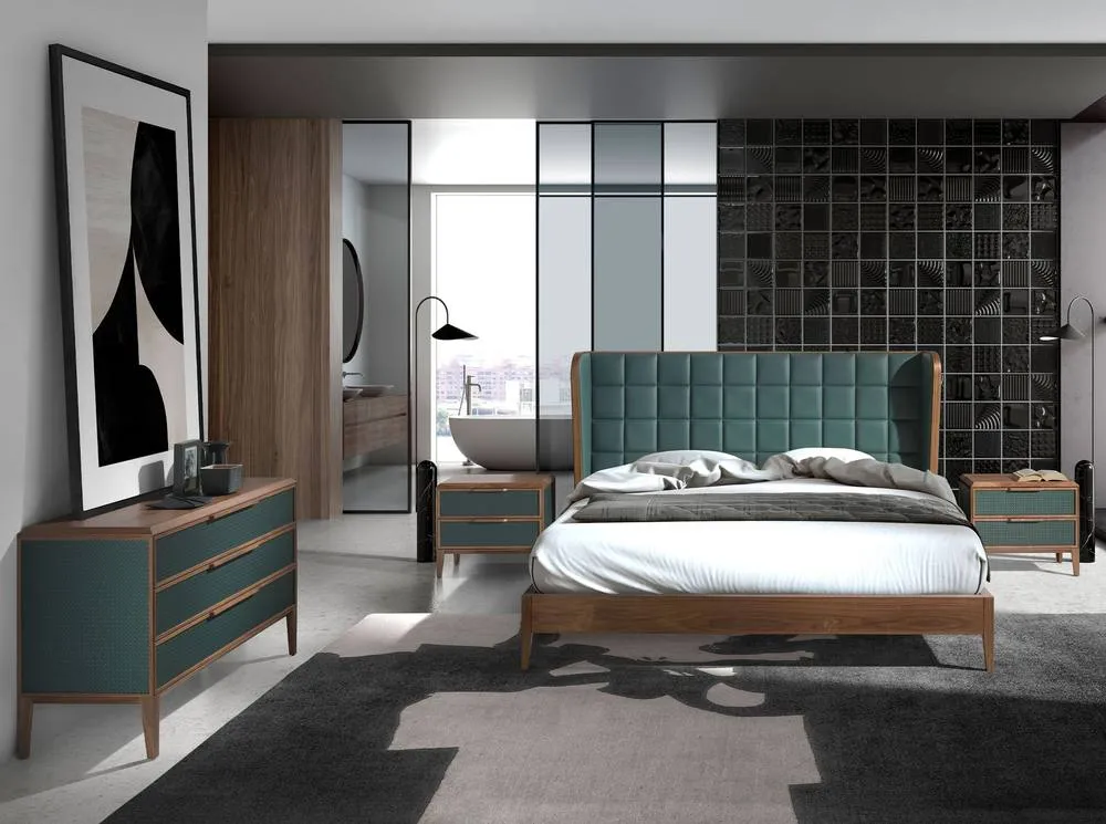 Angel Cerda Dark Green Leatherette Double Bed 4