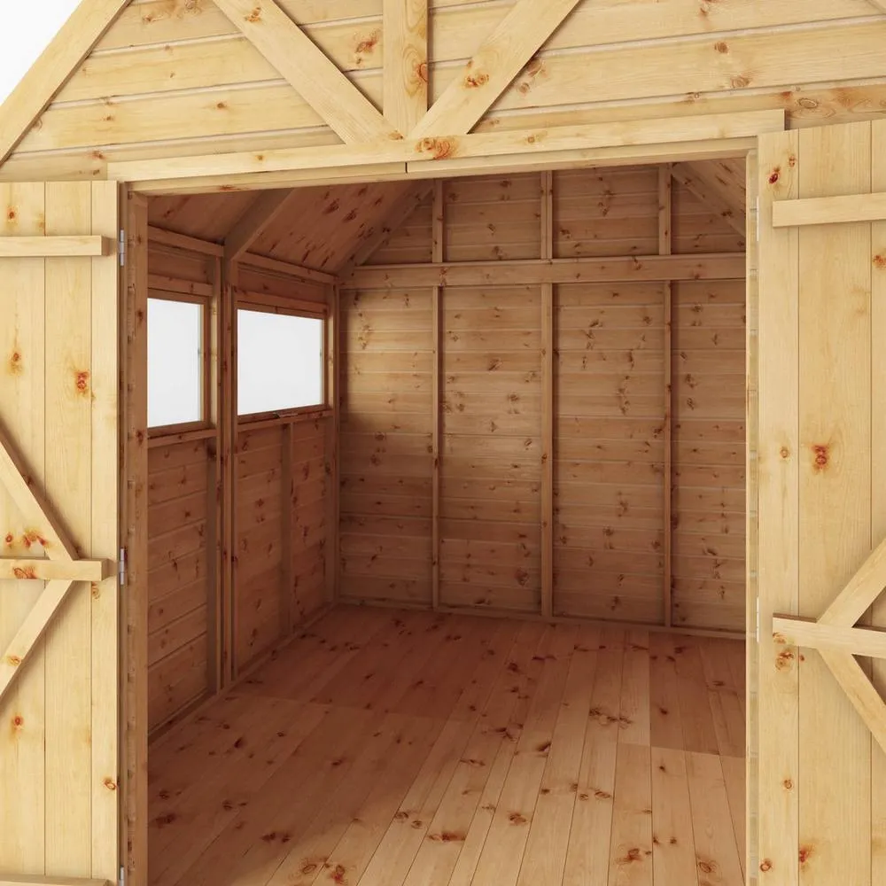 Mercia 8 x 8 Ft Premium Shiplap Dutch Barn Shed - L240.8 x W253.9 x H262.6 cm in Light Brown 6