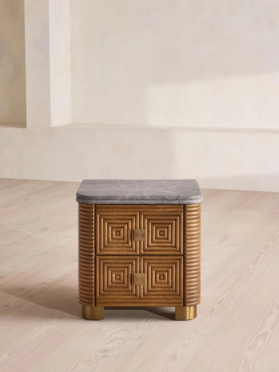 Kingsley Bedside Table, Grey Emperador