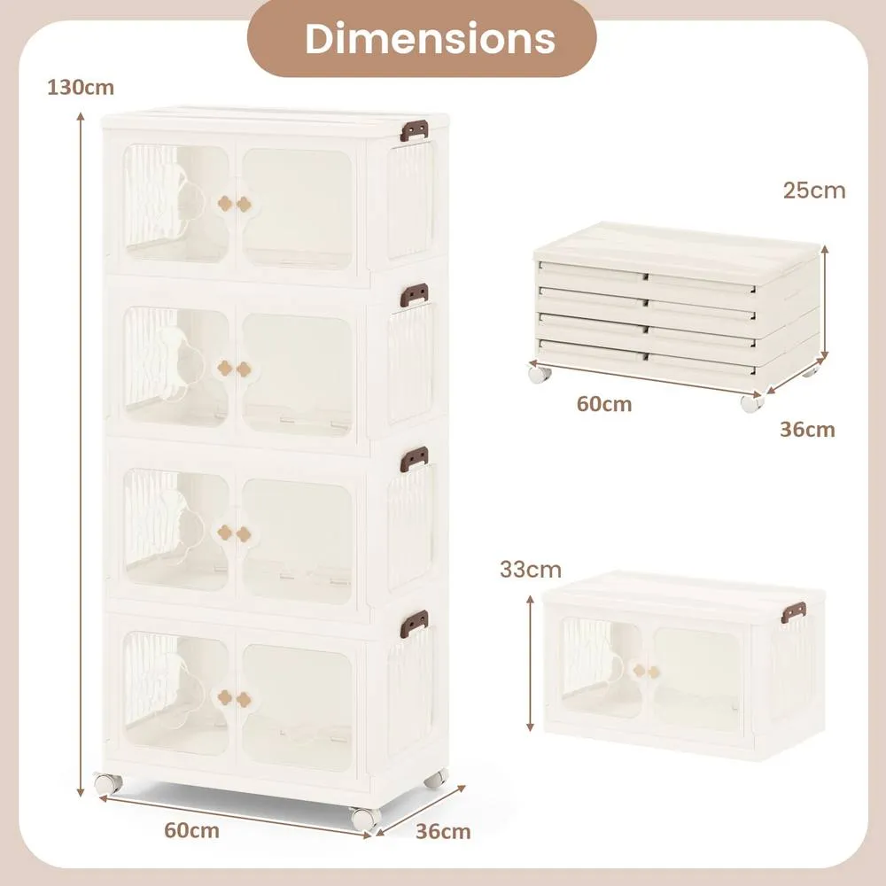 Costway 212L Storage Bins Stackable Storage Containers with Lid & Wheels-White in White 2