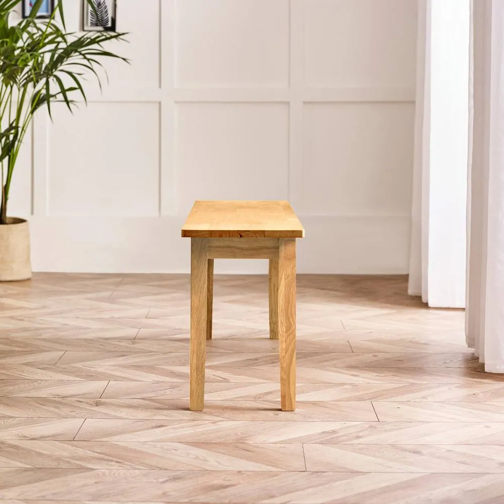 FurnitureboxUK Tenby Oak Effect Solid Wood Small Dining Bench in Light Brown 3