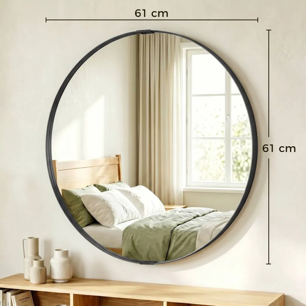 HOMCOM Wall Mirror 61 cm, Wall Mounted Bathroom Mirror in Black 3