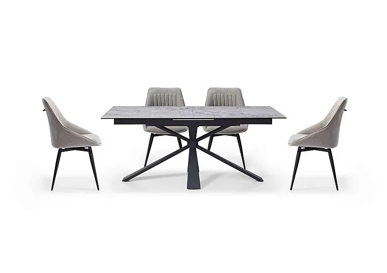 Crete Large Extending Dining Table and 4 Swivel Chairs - Taupe