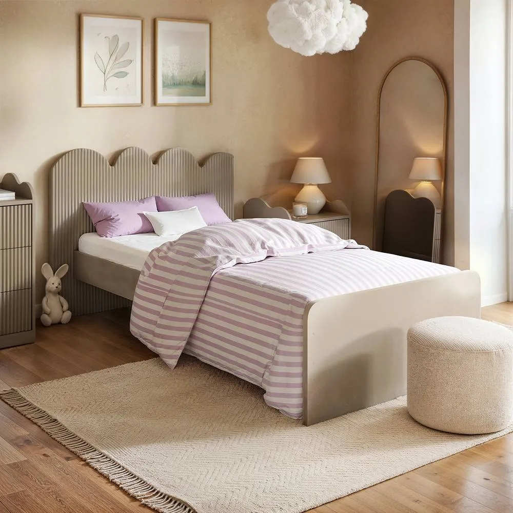 Flair Calista Ribbed Cloud Headboard Single Bed in Beige 1