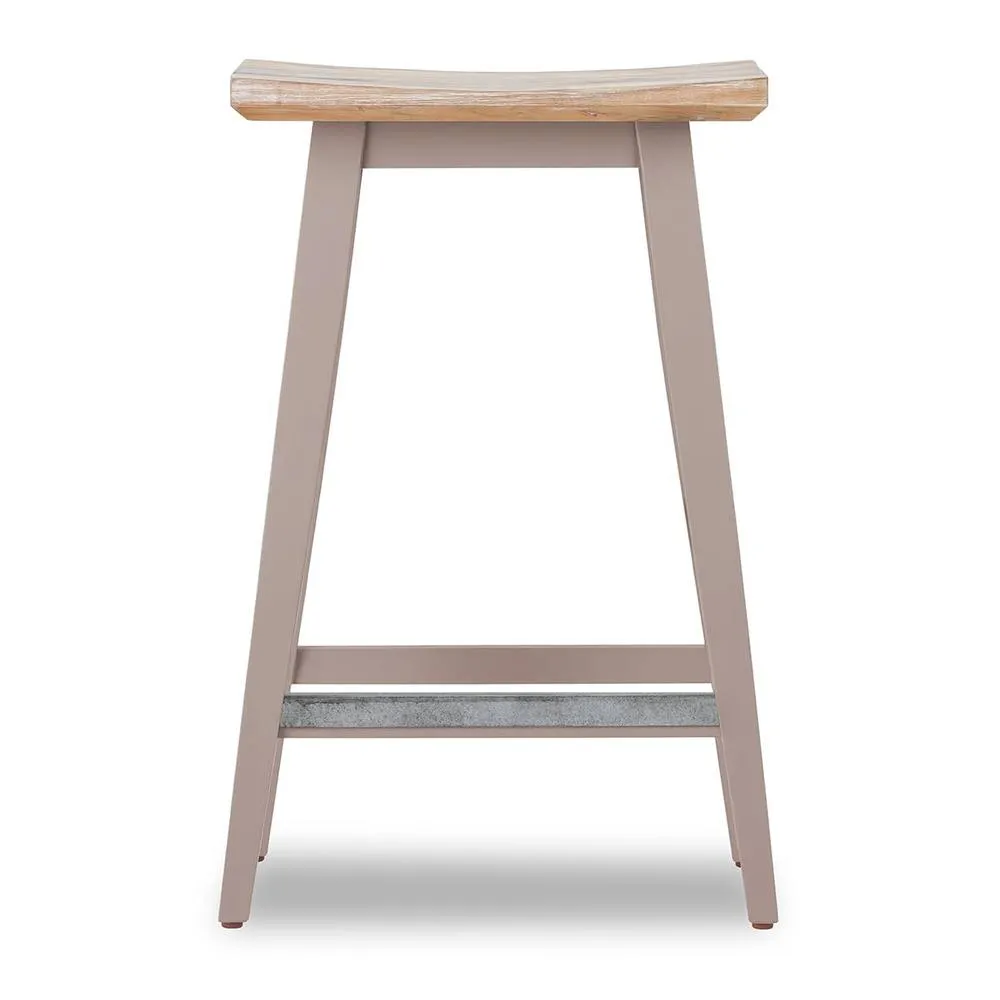 Statement Furniture Florence Bar Stool, Acacia Hardwood Rectangular Seat in Taupe 2