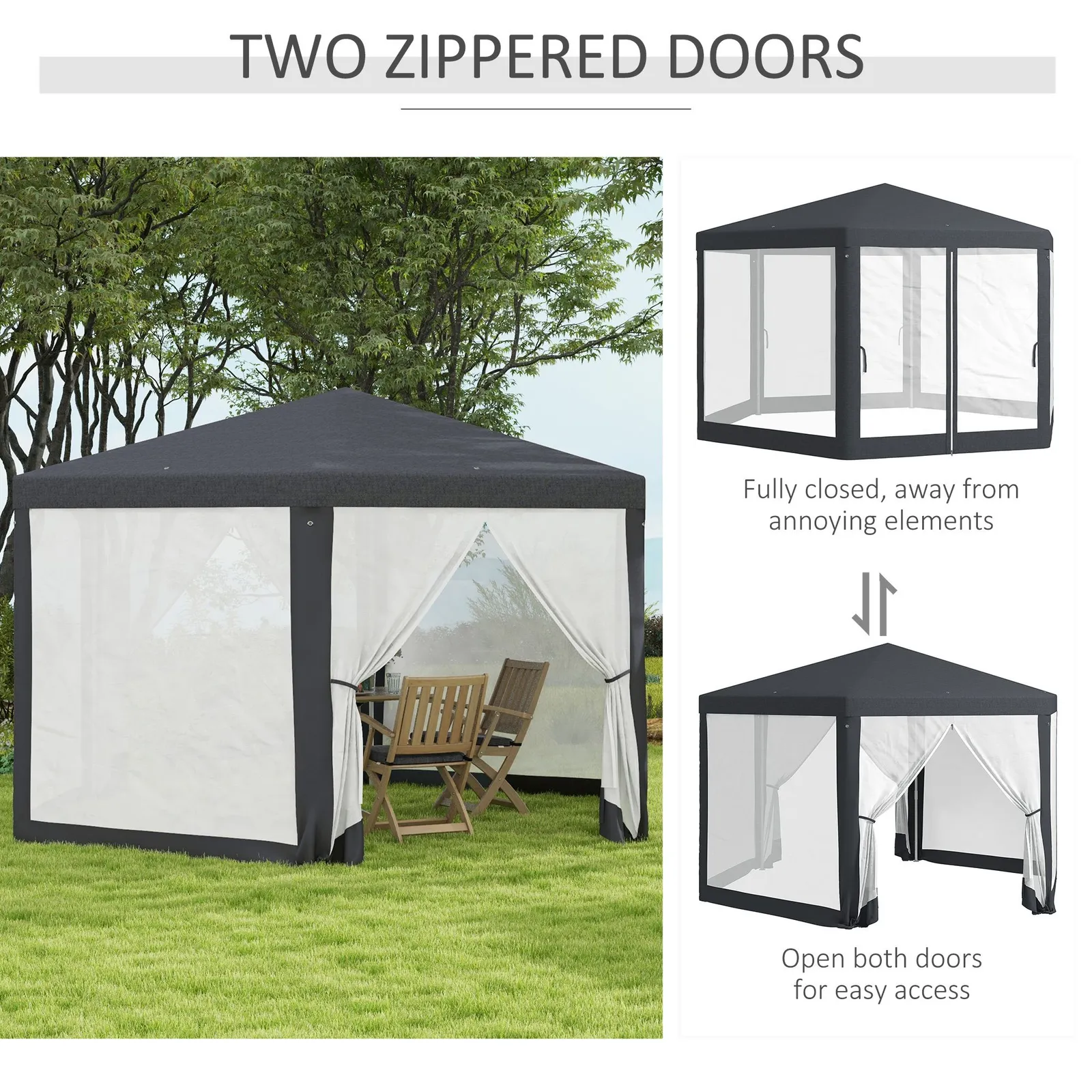 OUTSUNNY Hexagonal Gazebo Patio, Outdoor Canopy Patio Party Tent Dark Grey 6