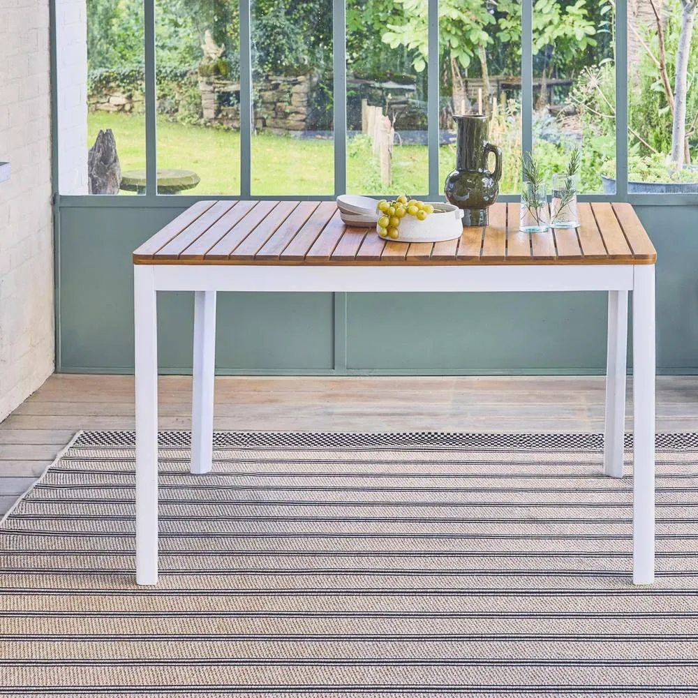sweeek 6-seater Acacia Wood Garden Table in White