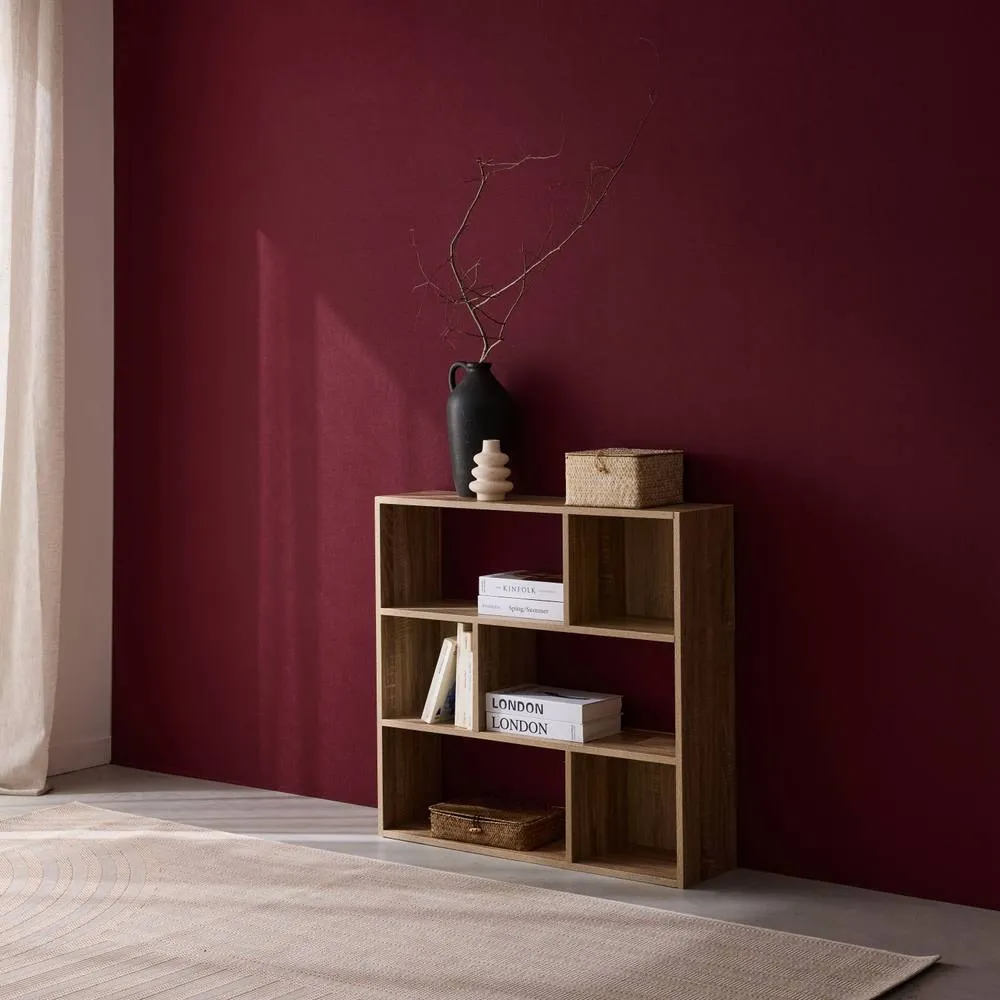 sweeek 3-shelf Bookcase With 6 Compartments in Light Brown 4