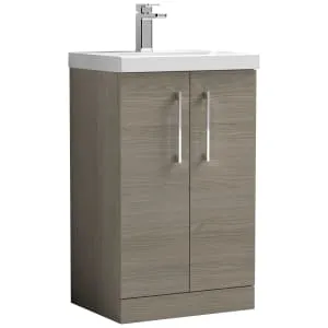Nuie Arno Solace Oak 2 Door Vanity Unit & Basin - 840 x 510mm