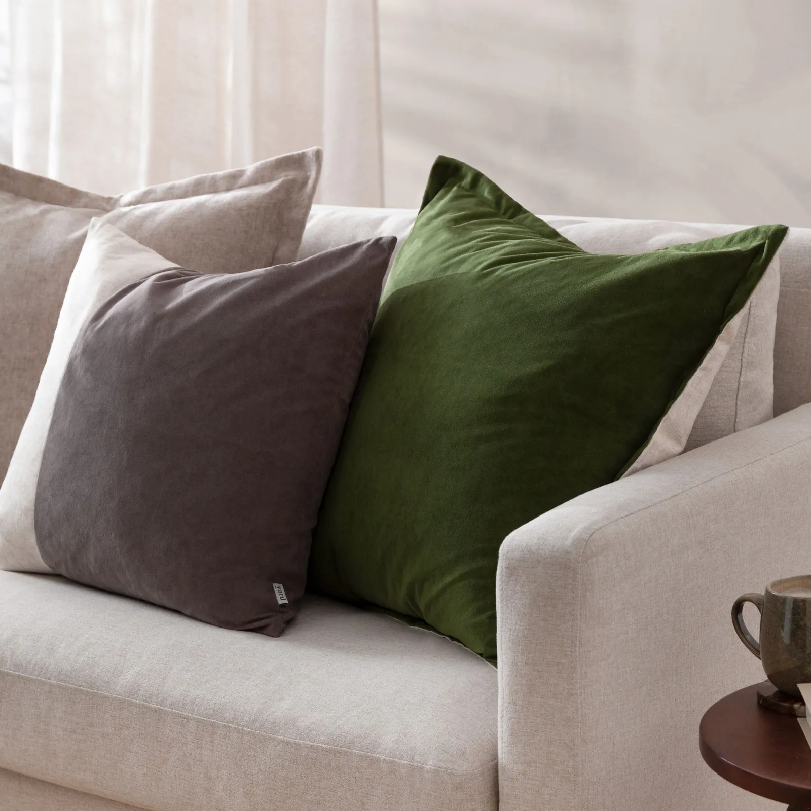 Yard Merton Velvet Cushion in Dark Olive 6