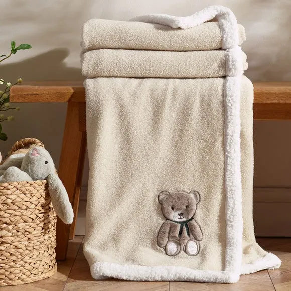 Teddy Bear Sherpa Throw Blanket 130cm x 170cm