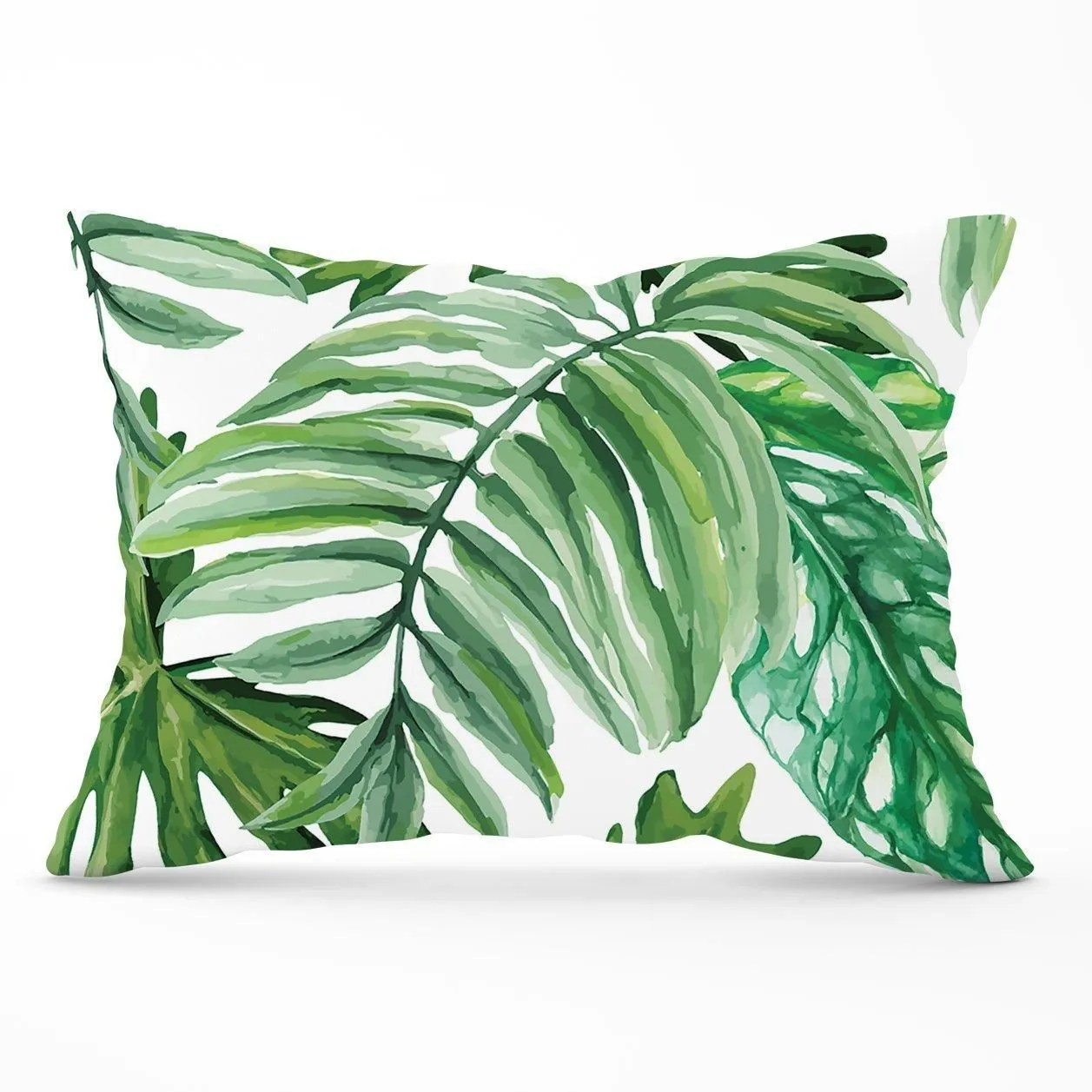Warren Reed - Designer Exotic Rainforest Leaves Cushions in Green