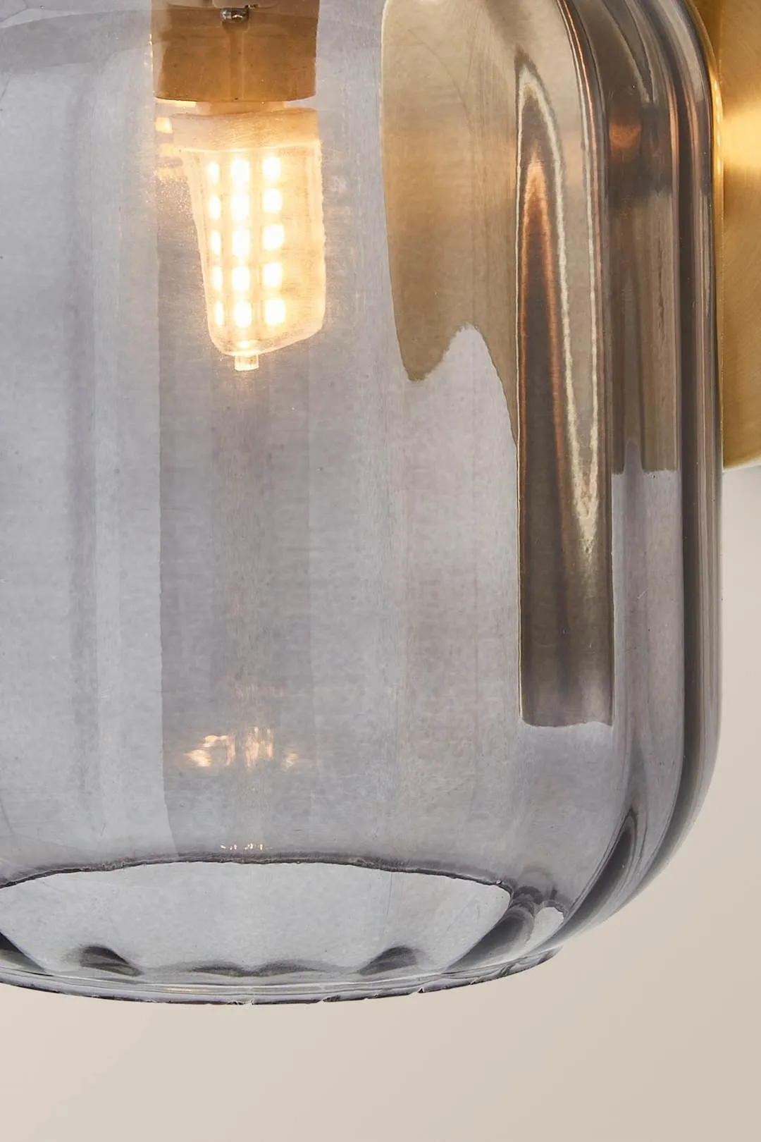 ValueLights Amelie Gold Stem Single Ribbed Glass Lamp Wall Light with LED Bulbs 5