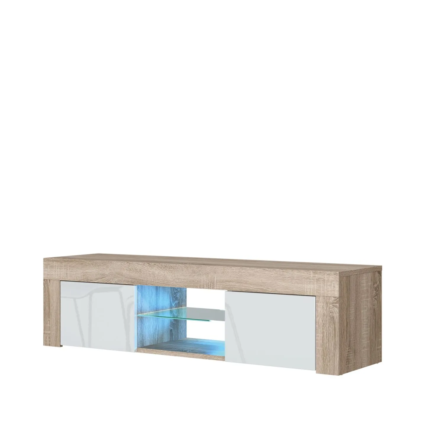 Creative Furniture Loom TV Unit 130cm - A Minimalist & Sophisticated Cabinet with Gloss Doors & LED Lights in Light Oak 4