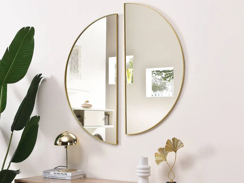 Vente-unique Semi-Circle Designer Metal Mirror - L50 X H100 Cm - Gold - GAVRA 6