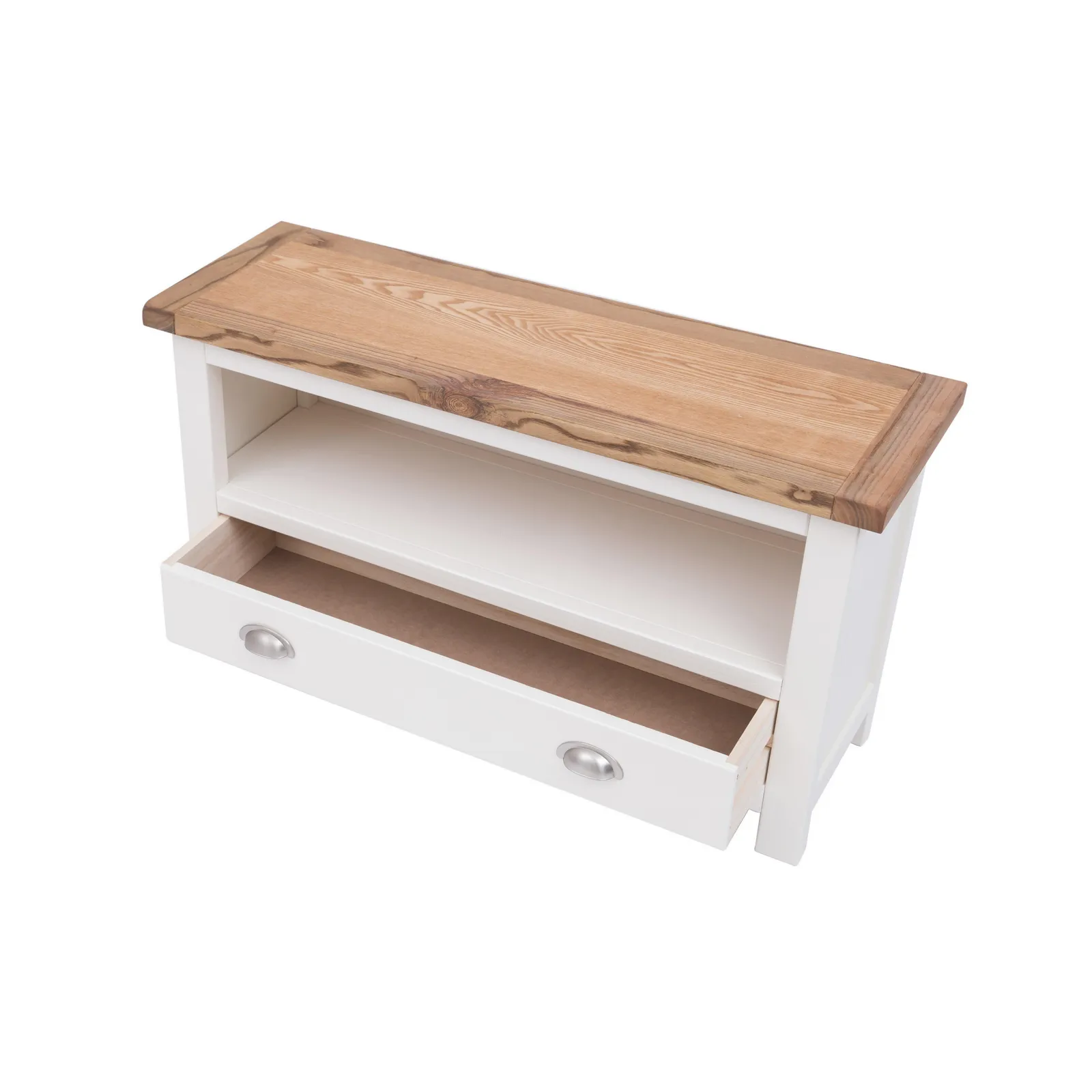 Cabinet Bits Lovere Off-White 1 Drawer TV Cabinet Chrome Cup Handle 4