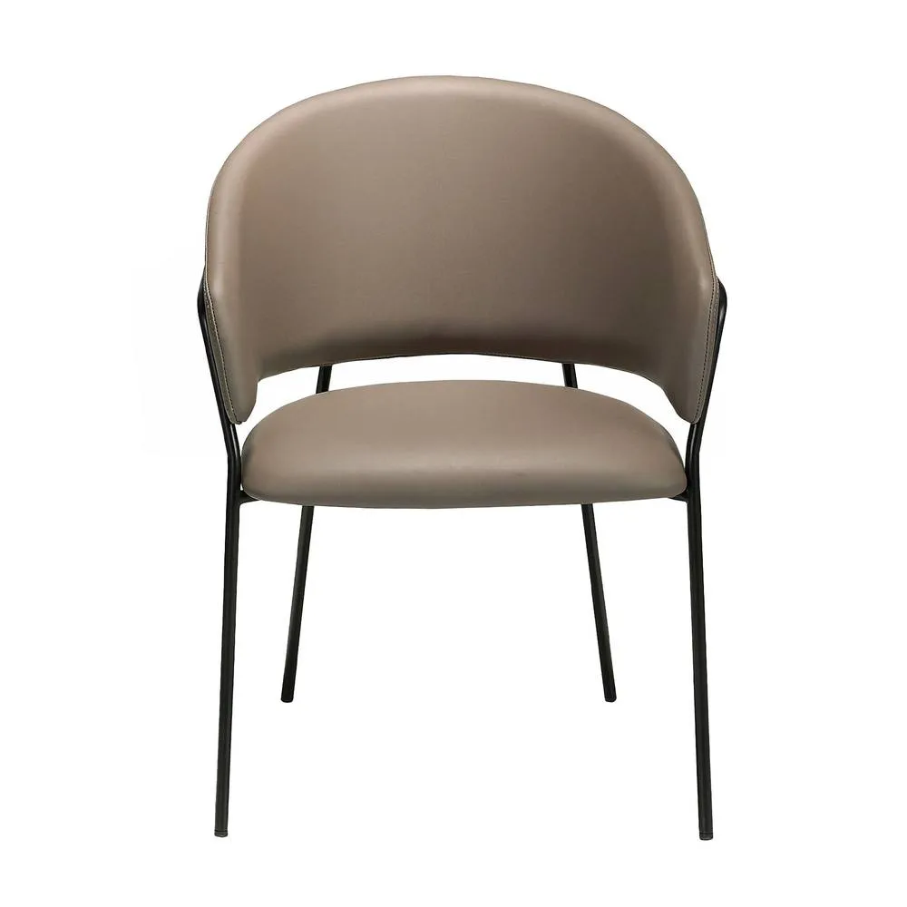 Angel Cerda Dark Mink Leatherette Dining Chair with Armrests in Fawn 2