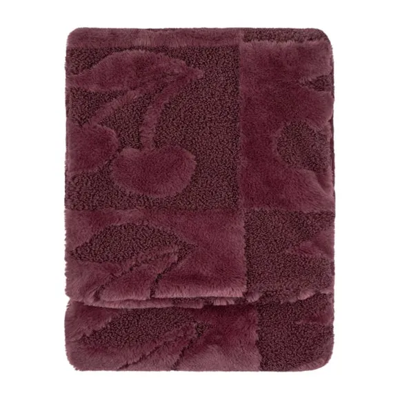 Furn. Cherries Faux Fur Boucle Throw Blanket 140cm x 180cm 3