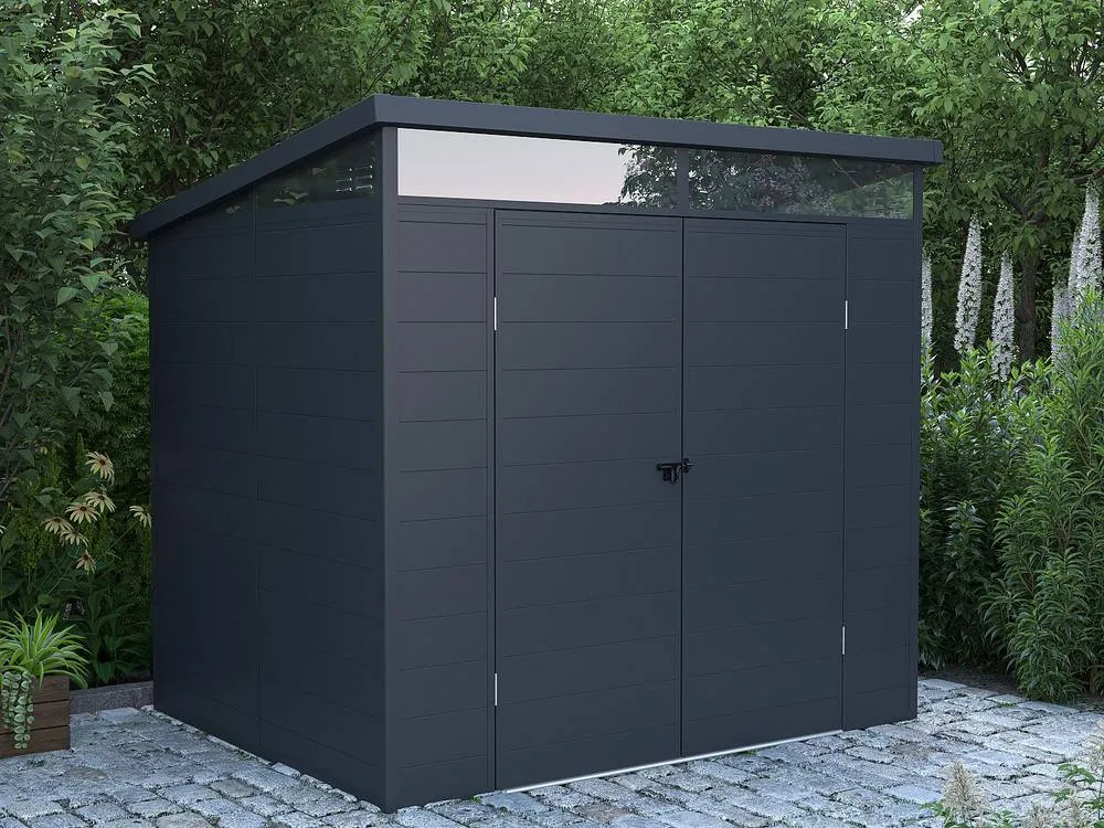 Vente-unique Resin Garden Shed - Anthracite Grey - 4.57 M² - With Floor - MINARO in Dark Grey 3