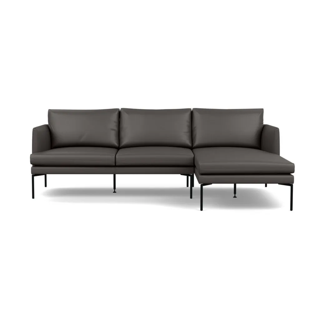 Heal's Matera Corner Chaise Sofa RHF Leather Hide Grey 7177 Black Feet