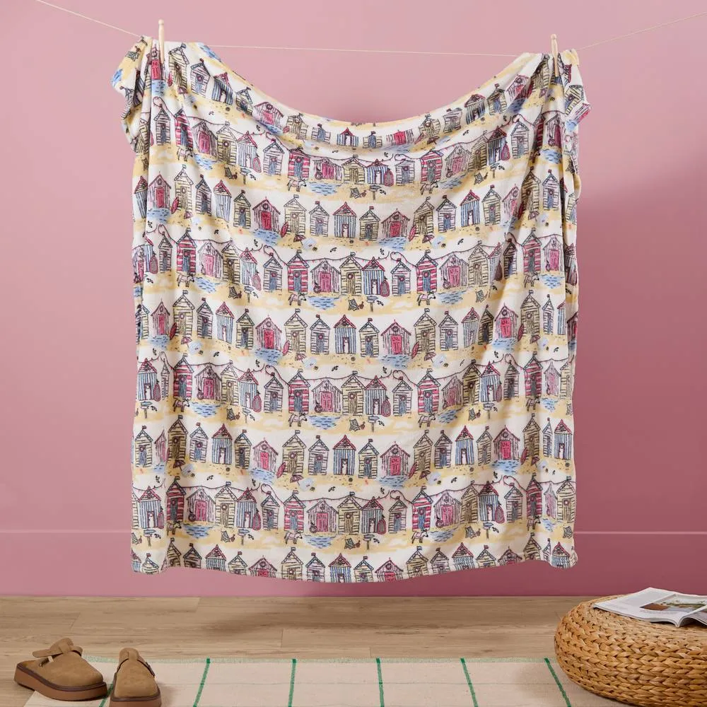 Furn Beach Huts Printed Soft Fleece Throw