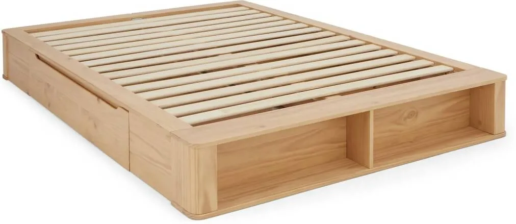 MADE Essentials Kano Platform King Size Bed with Storage, Pine